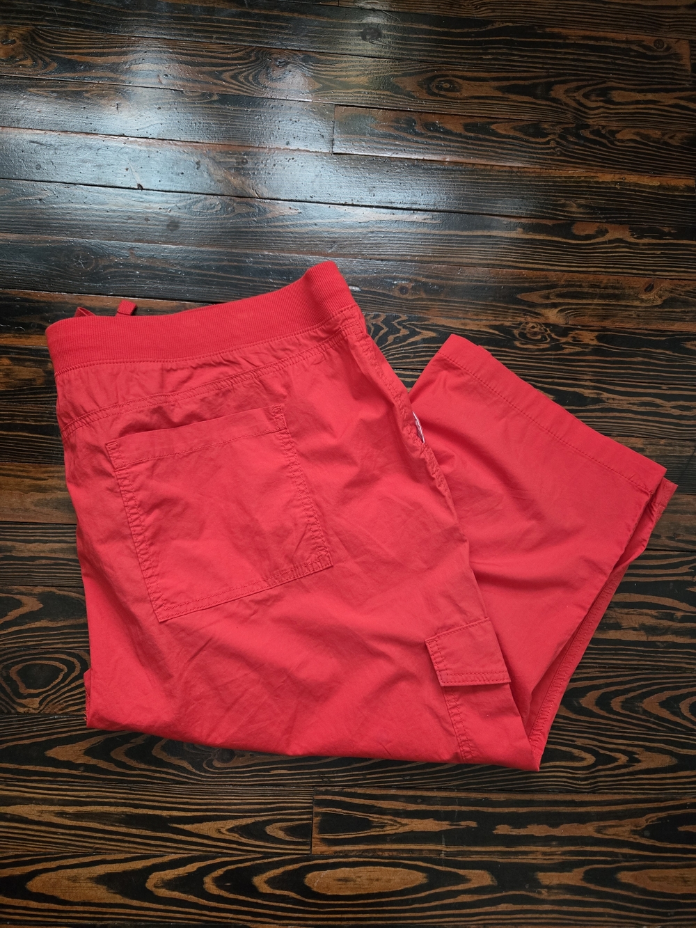 NWT St John's Bay Red Cargo Capri Pants Mid Rise Drawstring Casual Size 2X